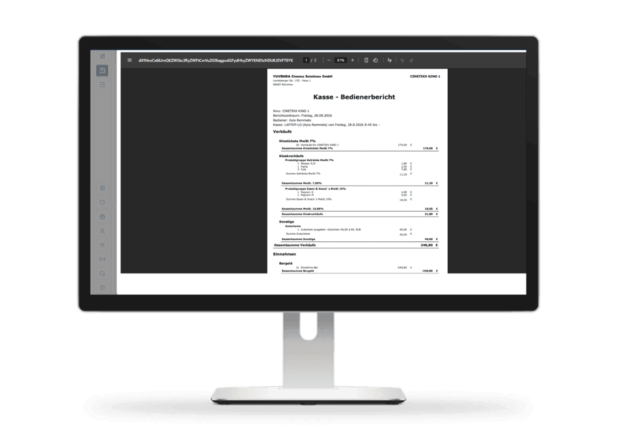 cinetixx kassensoftware abrechnung